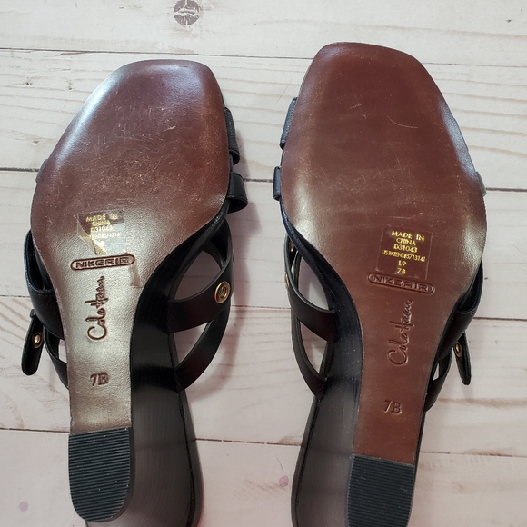 Cole Haan Women's Air Whitney Black and Gold Slide Wedge Sandal Shoes Size 7 - Picture 10 of 14